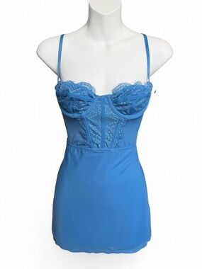 Urban Outfitters Blue Lace Bustier Chemise Slip